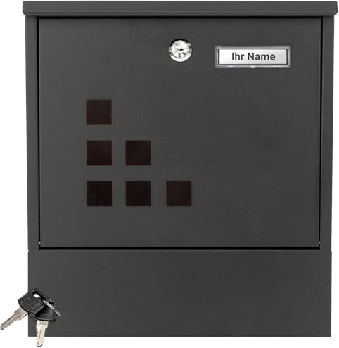 VERDA Designer Briefkasten mit Zeitungsfach, XL Postkasten, Wandbriefkasten, Mailbox, 2X Schlüssel, einfache Montage, Sichtfenster, Anthrazit (SN3656-1)