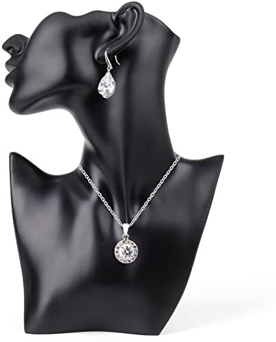SOUJOY Schmuckständer, Mannequin-Ohrringständer, schwarzer Harz-Anhänger, Boutique-Büstenhalter, Organizer für Show-Schmuck, Halskette, Ohrringe, Ringe