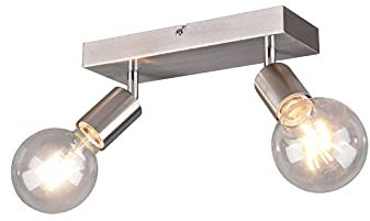 meineWunschleuchte Minimalistischer Deckenstrahler 2-flammig Silber, Breite 26cm