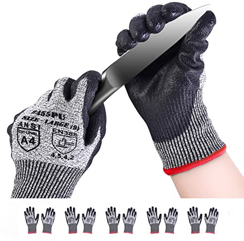 Donfri 5 Paar Schnittschutzhandschuhe Arbeitshandschuhe herren winter，handschuhe schnittfest garten handschuhe schnittfest dornenfest schnitzhandschuhe (Large)