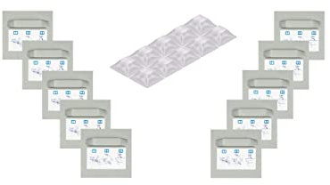 Selbstklebendes Haftblech 45x45mm (10 Stück) mit Öse & Silikon Abstandhalter im Set Spiegelaufhänger Aufhängeblech Klebeblech Dibondaufhänger Wandhalterung