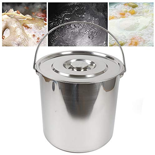 20L Edelstahl Eimer mit Deckel, Extra Dick 1.6 mm, Edelstahleimer für große Restaurantkantinen Gemüse Hühnersuppe Suppe und Eintopf in der Hotel-Großküche