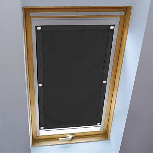 LIVEINU Dachfensterrollo für Dachfenster Verdunkelungsrollo Sonnenschutzrollo UV Schutz Thermo Rollo mit Saugnäpfe Ohne Bohren 100% Blickdicht für Reisen Autos 125x125cm Schwarz