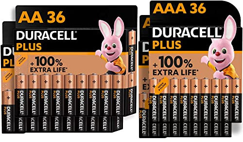 Duracell Plus AA & AAA Batteries (Combo pack of 72) - Alkaline 1.5V - Up To 100% Extra Life - Reliability For Everyday Devices - 0% Plastic Packaging - 10 Year Storage - LR6/LR03 MN1500/MN2400
