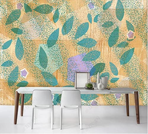 Wesmilewallpapaer Fototapete 3D Tapete 150x105cm Grünpflanze Verlässt Vintages Geometrisches Kunst-Muster Vliestapete Wandbelag Wanddeko