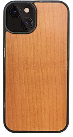 MEMEM Coque de téléphone en bois pour iPhone 13 Compatible avec Magsafe magnétique et sans fil Coque en bois naturel Accessoire en bois unique et élégant pour iPhone 13 6.1'' (bois de cerise)