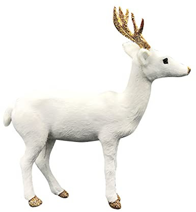 URFEDA Weiß Hirsch Modell Weihnachten Miniatur Hirsch Figuren zum Basteln Weihnachtshirsch Puppe Elch Tier Heim Ornamente Weihnachten Deco Mini Tierfiguren Kreaturen Figuren Spielzeug für Kinder