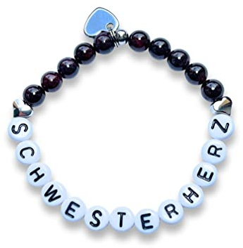 Majas Perlen Bruder Schwester Perlenarrmband Handmade - Geschwister Armband mit Herz- personalisierbar & individuell anpassbar - Geschenkidee