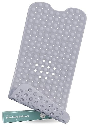 FJunHappy Badewannenmatte rutschfest aus TPE, Extra Lange und weiche Antirutschmatte Badewanne, Duschmatte BPA Frei, Schimmelresistent & Maschinenwaschbar, Geeignet für Kinder und Erwachsene