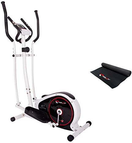CHRISTOPEIT Crosstrainer für Zuhause - leiser Ellipsentrainer - 8-stufiger Widerstand, Handpulssensoren, 7kg Magnetbremssystem, LCD-Display, Tablethalterung