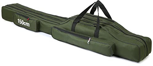 Lixada 3 Layers Fishing Pole Bag Portable Folding Rod Carry Case Fishing Reel Tackle Storage Bag Case