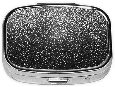 Quadratische Pillendose Glänzend Silber Glitzer Gedruckt 2 Fach Medizin Pillendose Metall Dekorative Pillendose für Tasche Oder Geldbörse Pillendose