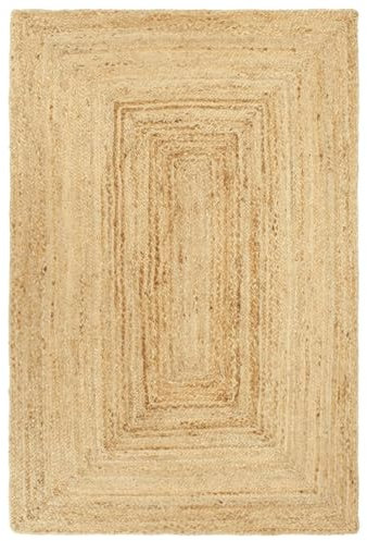 GuyAna Teppich Handgefertigt Jute Rattan Teppich 200x300 cm Teppich Natur Teppich Boho Rund