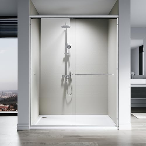 SL4U Sliding Shower Door, 60 W x 76 H, 1/4 Tempered Glass Shower Door, Sliding Shower Glass Door, Easy to Clean, Brushed Nickel Finish