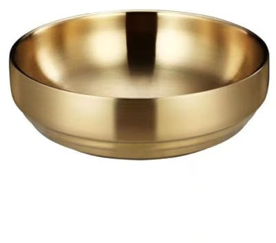 AMYSTY Double Wall Insulated Bowl,Brushed Stainless Steel Soup Bowls Metal Mixing Bowls, for Soup, Rice, Food Storage Salad Bowl (Size:19cm,Color:Gold)