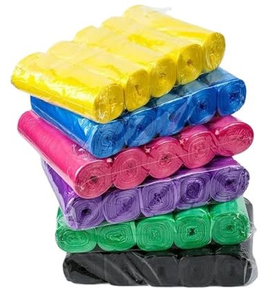 Disposable Garbage Bags 5-roll Waste Trash Can Bags Household Flat Mouth Bin Bag Thickened Cleaning Storage Plastic Bag (Color : 5 Rolls-Yellow, Size : 45x50cm)