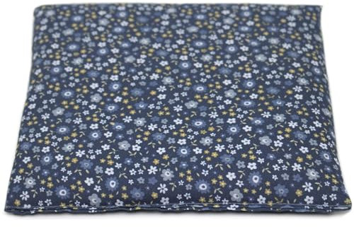 Cojín de huesos de cereza, 19 x 19 cm, tejido orgánico, color azul floral, cojín de calor y compresa fría, para microondas, horno, congelador