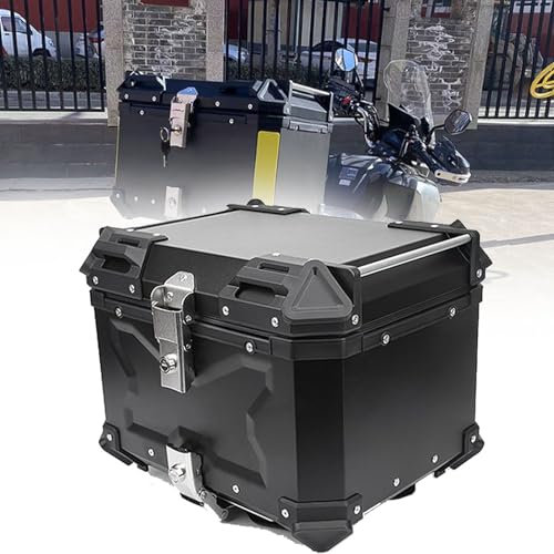 SACLMD Motorrad-Topcase-Heckbox,Aluminium-Motorradkoffer,universelles Motorrad-Topcase,stabile Gepäckaufbewahrung,hintere Tourbox,80L-Black