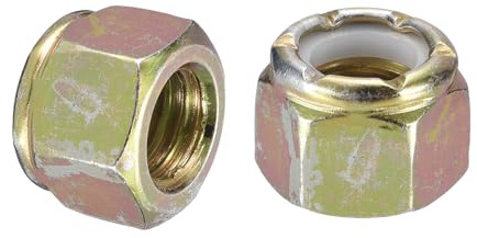 sourcing map 10 tuercas de bloqueo hexagonales de nailon de 1/2 a 13, tuerca de tope de inserción de nailon autoblocante de acero al carbono para sujetadores de construcción industrial, color zinc y