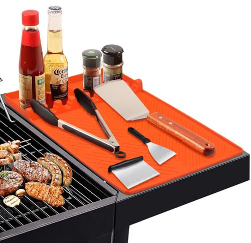 Silikon-Grillmatte für Blackstone, 40,6 x 29,8 cm, Silikonmatte mit Abtropfpad, Seitenablage, Grillmatten für Outdoor-Grill, Küche, Kochen und Arbeitsplatte, Grillzubehör