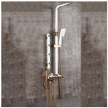 Système De Douche De Luxe Avec Ensemble Combiné De Douche D'Eau Chaude Et Froide Ensemble De Robinet De Douche Multifonction À 4 Poignées Avec Pomme De Douche, Douche À Main, Bec De Baignoire, Pomme