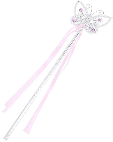 TINEASUR Feenstäbe Galvanik Pentagramm mit Bändern 3 Stück Pink mit Schönen Perlen für Mädchen Kreative Prinzessinnenparty Geburtstag Halloween Kinderpartys