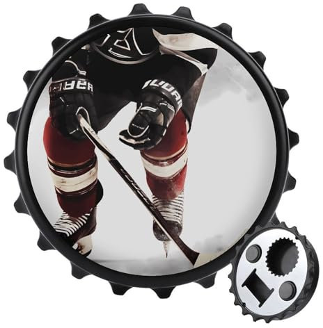 Kühlschrankmagnet und Öffner, kreativer Flaschenverschluss, Eishockey-Muster, einfach zu bedienender Flaschenöffner, perfekt für Küchendekoration und Bierliebhaber
