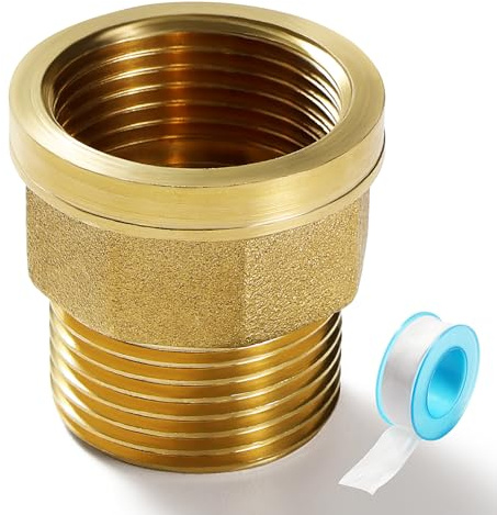 Lyeteung G3/4 Femmina a G3/4 Maschio Boccola Ottagonale in Ottone Adattatore Raccordo, Connettore con Nastro per Idraulici, per Collegamento Tubo