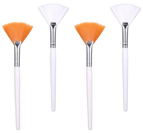 HonGien 4PCS Soft Facial Brushes Face Mask Makeup Brushes Fan Mask Brush Facial Mask Applicator Brush for Applying Facial Mask Eye Mask Serum DIY