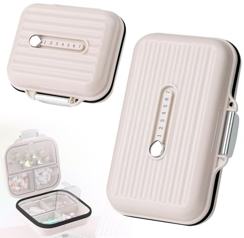 AOGOE Tablettenbox 7 Tage, Pillendose 7 Fächer Morgens Abends, 2er Großer und Kleine Medikamentenbox mit 7 Tage BPA Frei mit Einfachem Offenem Design für Medikamente, Vitamine, Fischöl usw (Weiß)