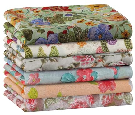 HOULIFE Floral Women’s Handkerchief, Cotton Handkerchiefs for Women, Vintage Flower Women Hankies, Retro Lady Hanky