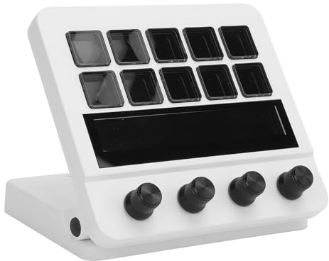 Denash Stream Controller, 10 Keys Dashboard Customizable Streaming Keyboard with USB Cable, Shortcut Buttons Keypad Compatible with PC