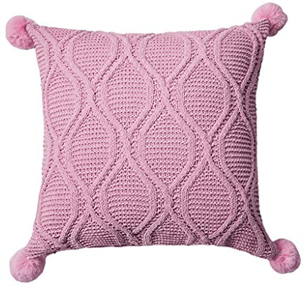 LfrXtra Dekoratives Dekokissen für Zuhause, weiches Luxus-Chenille-Strickmuster, einfarbig, quadratisches Kissen mit Quasten für Sofa, Couch, Schlafzimmer