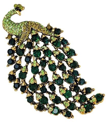 GFM® Damen Pfau Damen Brosche Pin Große Größe mit Kristall und Strass - Weihnachten, Geburtstag, Muttertag, Valentinstag, Hochzeitstag