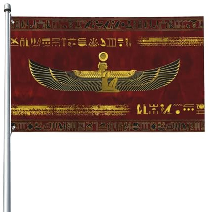 Drapeau de l'égypte ancienne avec symboles hiéroglyphiques dorés, décoration de couloir, drapeau emblématique, 90 x 150 cm