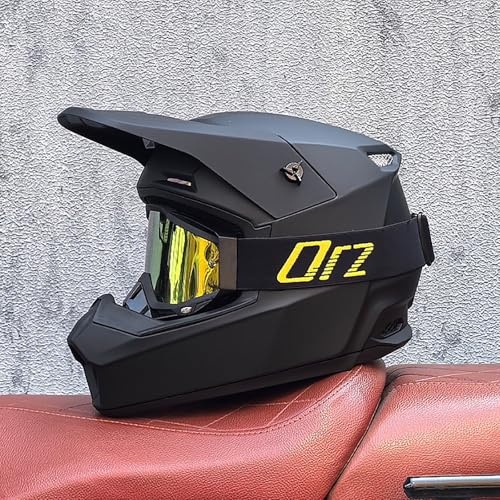 WMDMJT Casco Integrale Motocross per Adulti E Giovani – Casco Moto off-Road con Interno Removibile, per MTB, ATV, Discesa, Sentieri, con Occhiali Sportivi,Black1-M