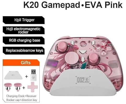 Gaming Controller With Charging Dock RGB Wireless Gamepad Ha&ll Effect Joystick Trigger For Ni&nt&en&d Sw&it&ch/PC/Phone(K20 Pink)