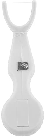 Supporto per spazzolino interdentale riutilizzabile con bacchetta interdentale con filo interdentale da 30 metri, bianco