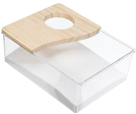 CLISPEED Vasca da Bagno Trasparente per Criceti e Piccoli Animali, Contenitore per Sabbia da Scavo in Acrilico 20x15x8 Cm Mezza Copertura, Toilette Pratica per Habitat Domestico