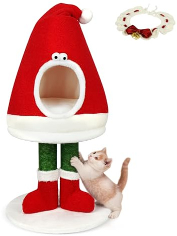 2-in-1 Cat Climbing Frame Cat Scratching Post with Bed Suitable for Households with Pets Comes with Cat Bedding and Collar Cat Tree for Indoor Cats as an Everyday Climbing Tree