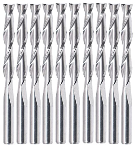 10 Unids/set Fresa Helicoidal De Carburo Sólido Doble Flautas Broca Enrutador Carpintería 1/4 Pulgada Brocas Enrutador Ranura Recta Para Madera Molde PVC Placa