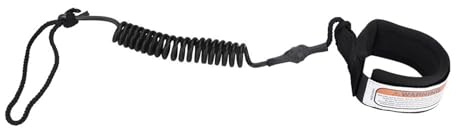 HOSEONFN Correa de Surf para Tabla de Paddle Stand Up, para Tabla de Surf, Cuerda para pies con Resorte en Espiral de 5 mm, Correa de Seguridad Duradera, de liberación rápida, (Negro)