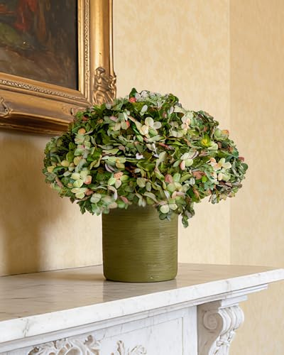 Leflos Hortensias Artificiales, Lote de 10 Flores Hortensias Verdes, Decoraciones Realistas para Oficina, Apartamento, Fiesta, Boda