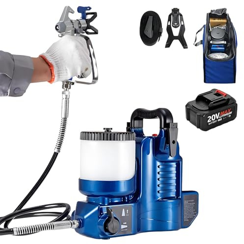 Pistola a spruzzo professionale senza fili, pistola a spruzzo portatile da 550 W per pareti, grande tramoggia da 1,2 l e controllo a 6 velocità per una copertura uniforme e uniforme 1Battery