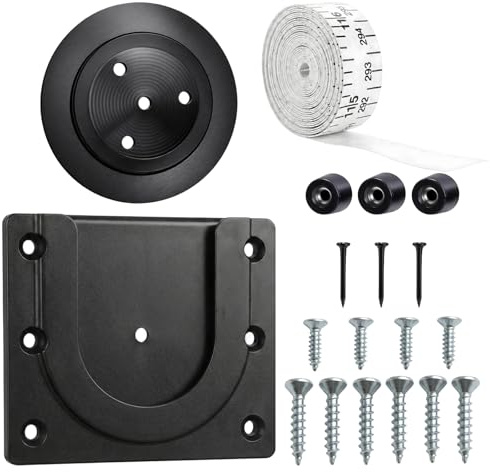 Schwarze Dartscheibe Halterung aus Kunststoff, Universelle Dartscheibe Aufhängung mit Schrauben, Bandmaß und Zubehör, Dartboard Halterung für Dartboards