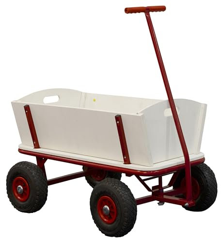 SUNNY Billy Chariot de Jardin, Bois - Rouge - 94x61x97cm/100 Kilos Max | 4 Roues