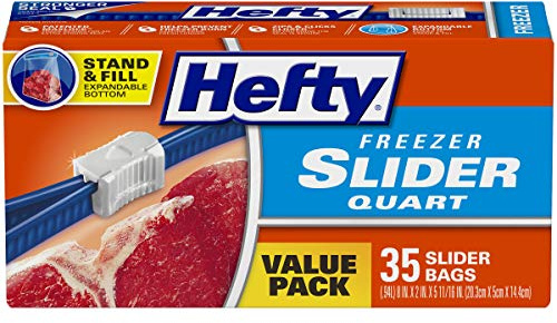 Hefty Slider Freezer Storage Bags, Quart Size, 35 Count (Pack of 9), 315 Total