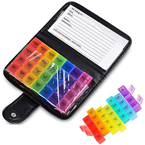 Tablettenbox Wochen Medikamentendosierer 7 Tage Pillenbo x 4 Fächer/Tag Tablettendose Reise Urlaub Pillendose 7 Tage 28 Fächer