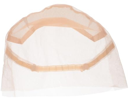 Healifty Perückenkappe aus Spitze, klebefrei, Perückenkappe, elastisch, atmungsaktiv, Schweizer Netz, Perückennetz, Haarnetz mit verstellbarem Riemen zur Herstellung von Perücken, beige