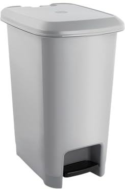 7H SEVENON Cubo de Basura Rectangular con Tapa y Pedal Gris 40 Litros 7house